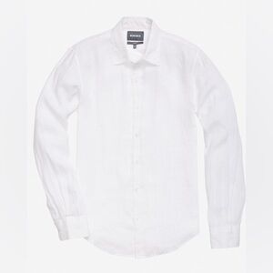 Bonobos | Washed Linen Shirt in White Linen and Tailored | Size: Medium